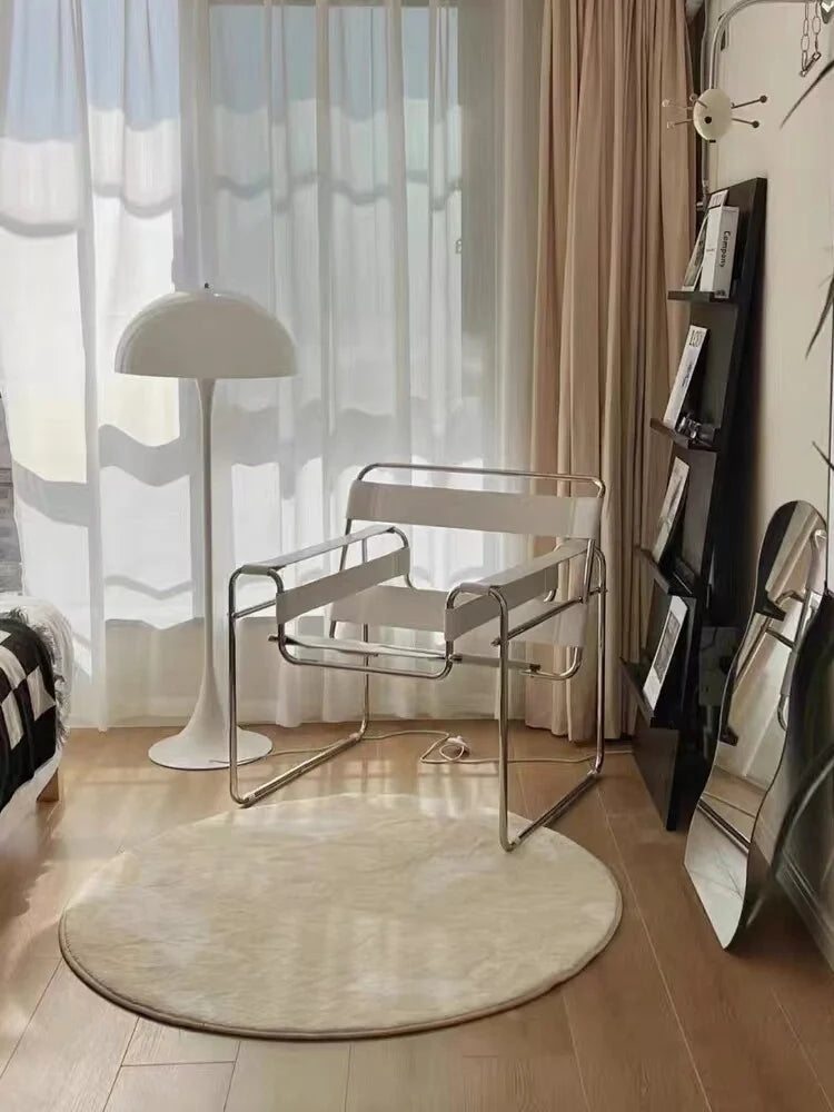 Wassily Chair Modernist Minimalist Accent Seat Designer Leather Armchair for Living Room Ins Single Sofa for Bedroom