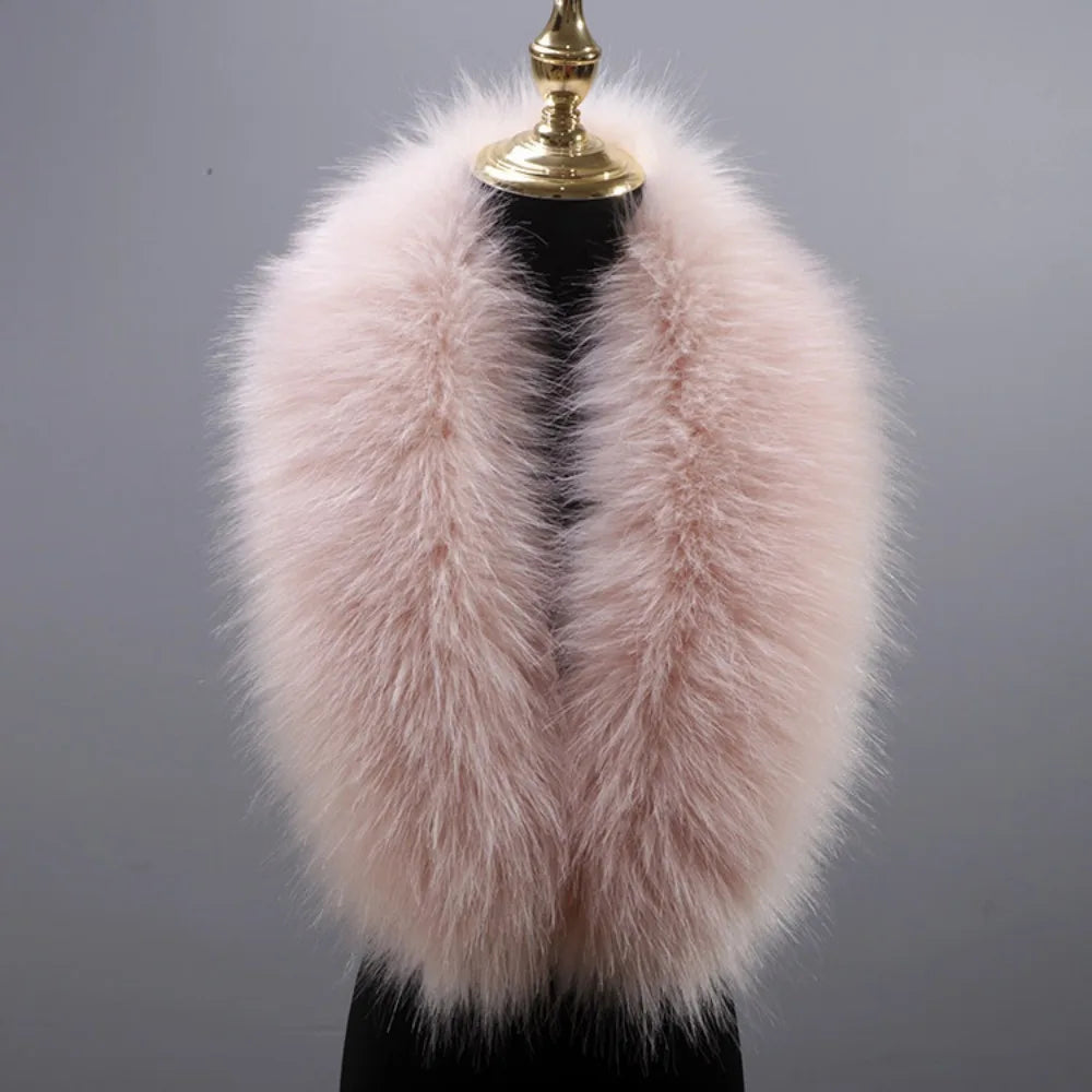 New 80cm Large Faux Fur Collar Detachable Winter Fur Gray Collar Neck Collar Wraps Jackets Hood Shawl Fake Fur