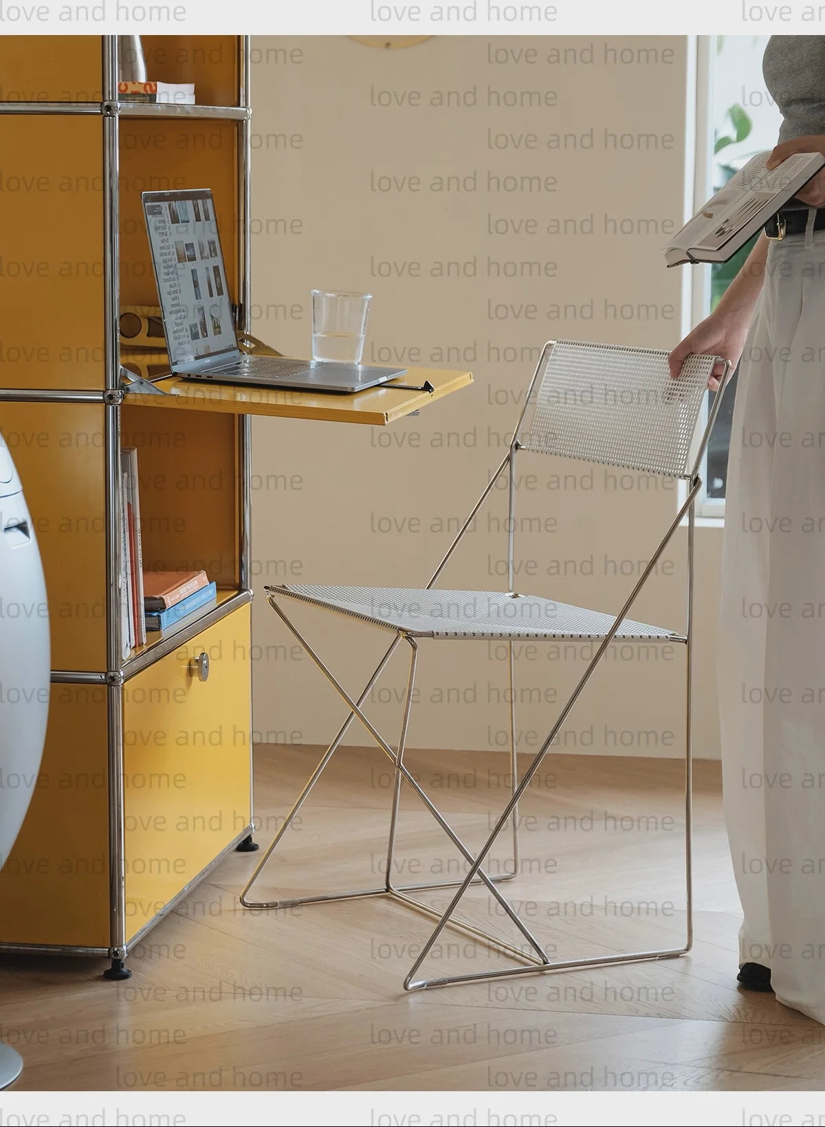 Nordic Stackable Dining Chair Chromed Stainless Steel Steelwire Wire Mesh Panel Minimalism Style Robust Construction Denmark