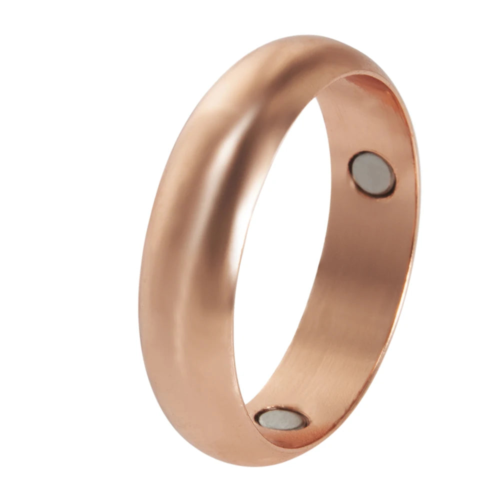 Vinterly Pure Copper Magnetic Rings for Women Men 6mm Health Energy Finger Open Cuff Adjustable Jewelry High Magnet Resizable