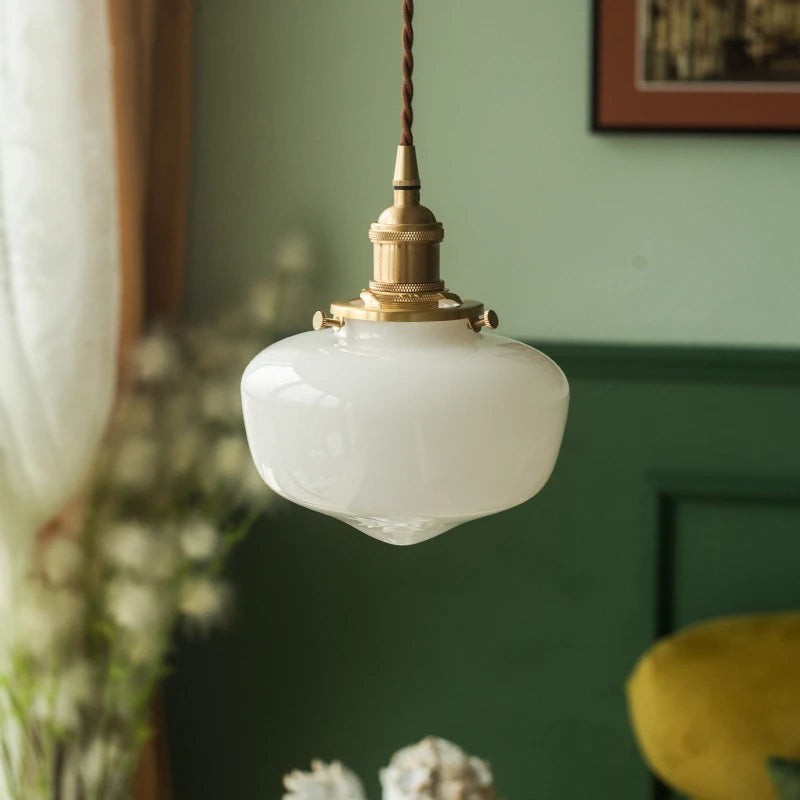 Art Deco Style Opaline Glass  light.  White Opaline Glass LED Pendant Lamp Beside Home Bathroom Bedroom Living Room Light Nordic Modern Hanglamp Lampara