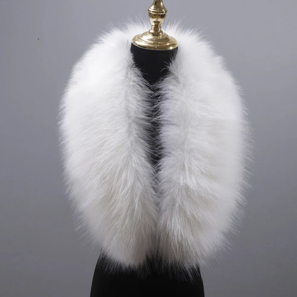 New 80cm Large Faux Fur Collar Detachable Winter Fur Gray Collar Neck Collar Wraps Jackets Hood Shawl Fake Fur