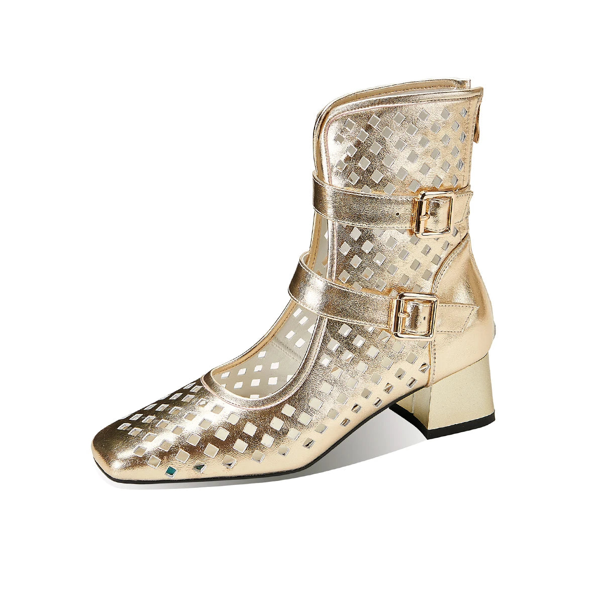 Sexy Brand Luxury Gold Gladiator Sandals Platform Beige Summer Mesh Grid Ankle Boots Roman Sandals For Woman Genuine Leather