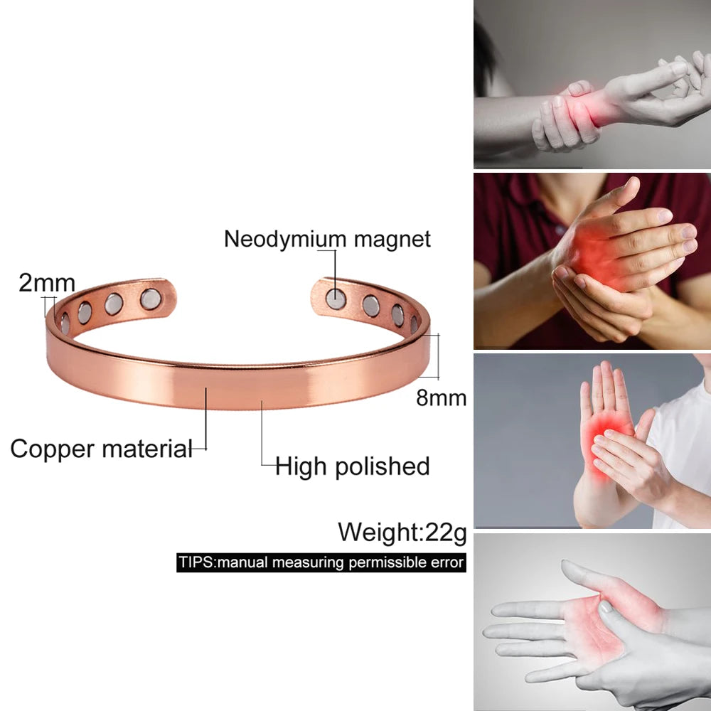 Pure Copper Bracelets for Women Arthritis Pain Relief Adjustable Magnetic Bangles Benefits Healing Energy Minimalist Jewelry