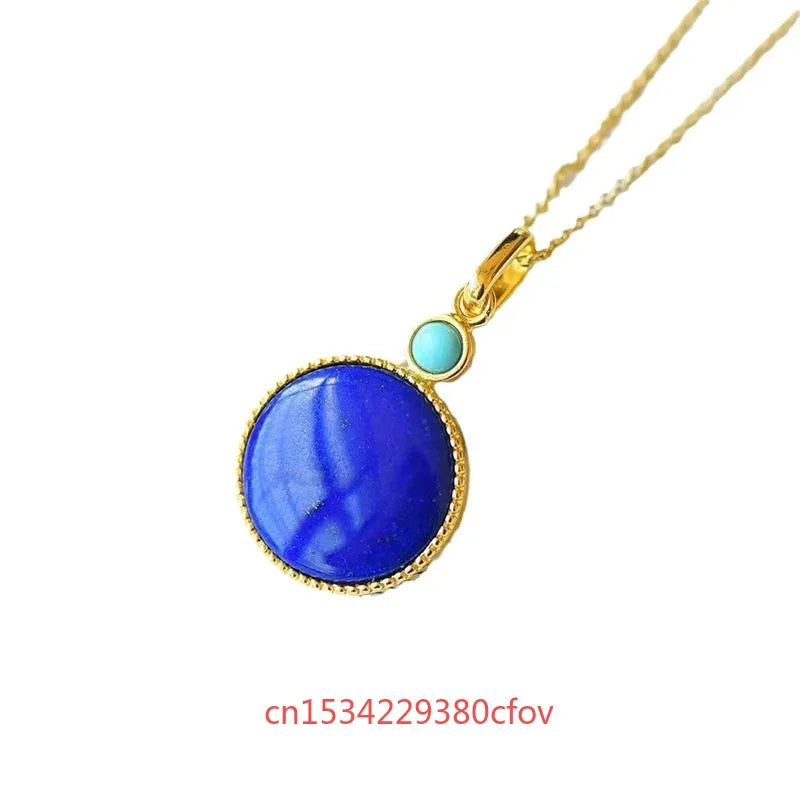 Natural Lapis Lazuli No Event Pendant S925 Pure Silver Gemstones Real Charm Vintage Amulets Luxury Necklace Stone Jewelry