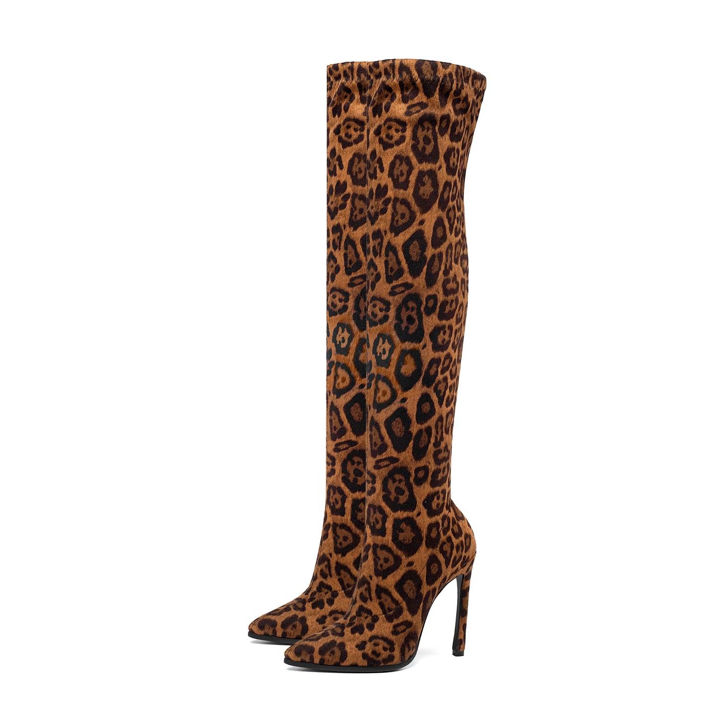 Sexy Glamourous Women Thigh High Boots Thin High Heeled Long Boots Leopard Print Snake Pointed Toe Over The Knee High Winter Bootie
