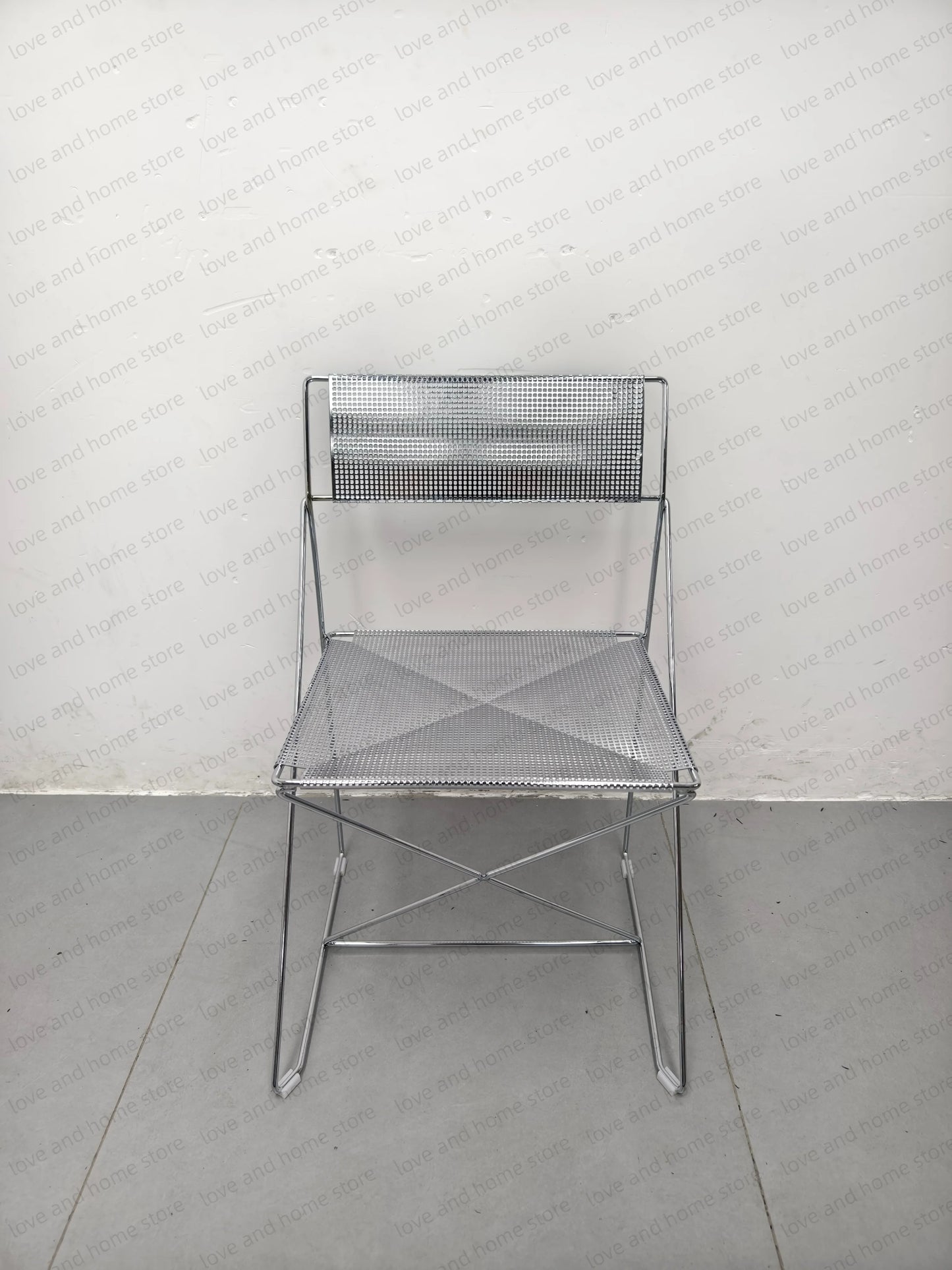 Nordic Stackable Dining Chair Chromed Stainless Steel Steelwire Wire Mesh Panel Minimalism Style Robust Construction Denmark