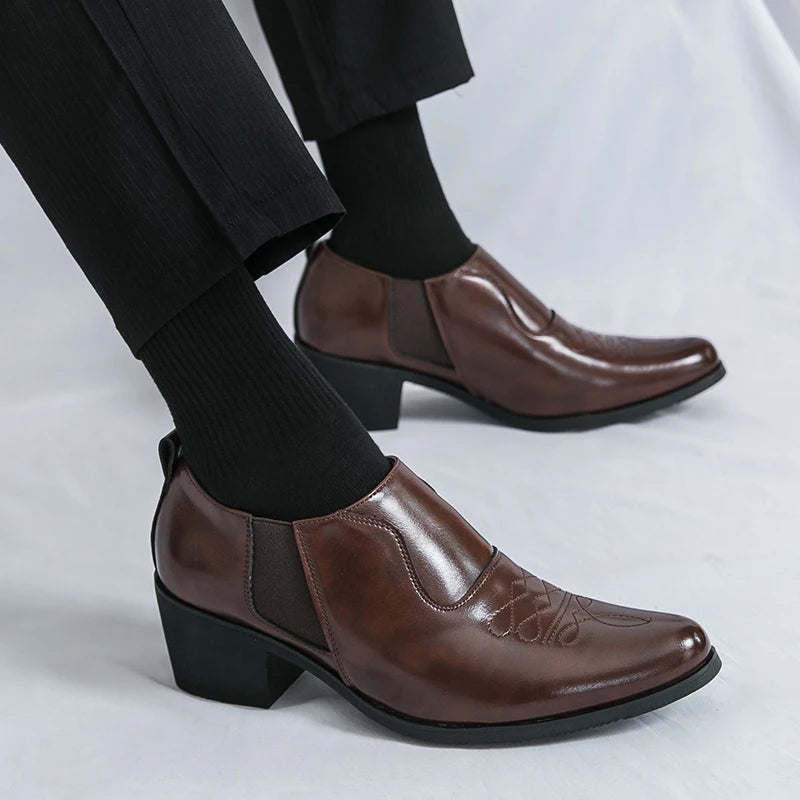 Spring New Men's Height Increased By 6 Centimeters Comfortable Leather Shoes Fashionable Business Attire Groom's Wedding Shoes