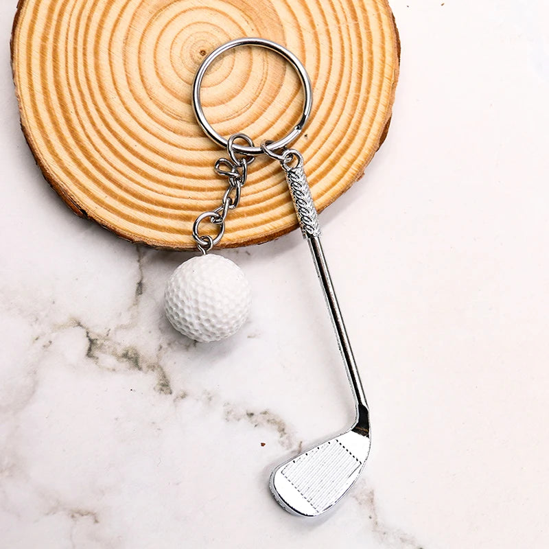 Mini Simulation Golf Racket Ball Pendant Keychain Metal Tennis Keyring Sports Clubs Purse Charm Holder Bag Ornament Jewelry Gift