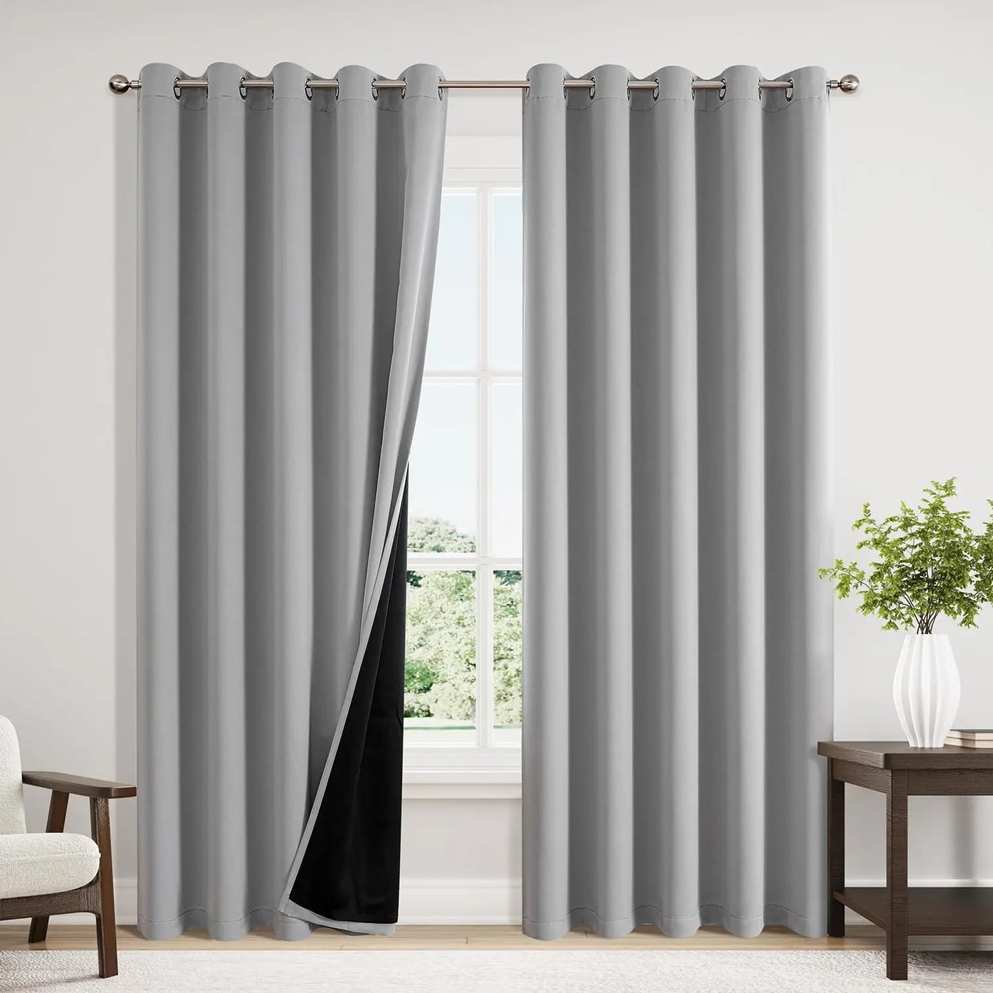 Blackout Curtains Eyelet 100% Light Blocking Thermal Insulated Curtains for Bedroom Living Room Darkening Drapes Door Curtains