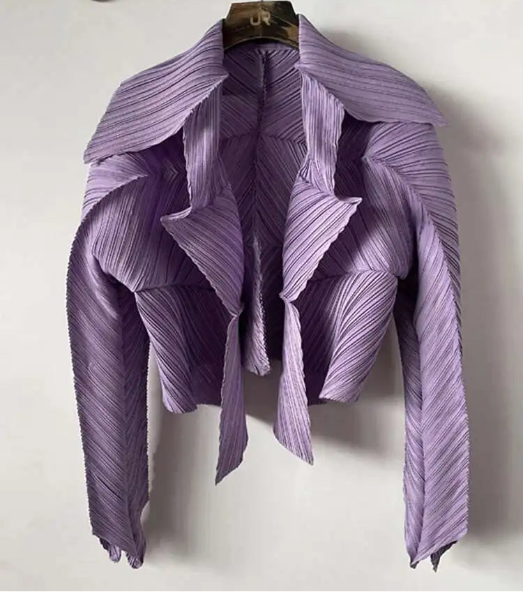 Women Irregular Jacket Coat Laple Open Stitch Short Style Full Sleeve Autumn Summer 2026 New Female Loose Casual 15KB745