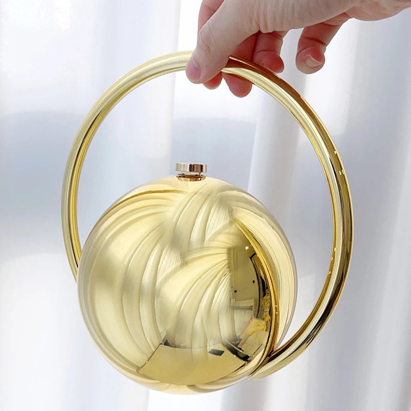  Designer Electroplating Circular Handle Handbag,Sphere Evening Elegant Clutch Purse,Women Fashion Marble Pattern Tote Bag