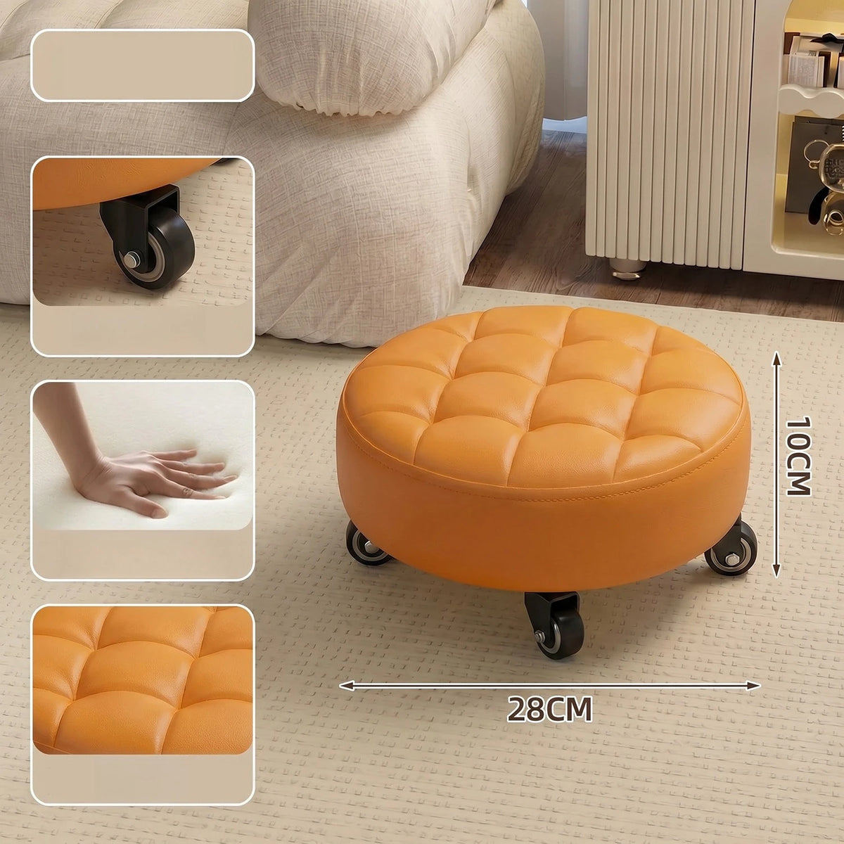 Household Wheeled Low Stools Floor-cleaning Chairs Wheeled Seam Sealing Stools Rotating Nail and Pedicure Round Stools
