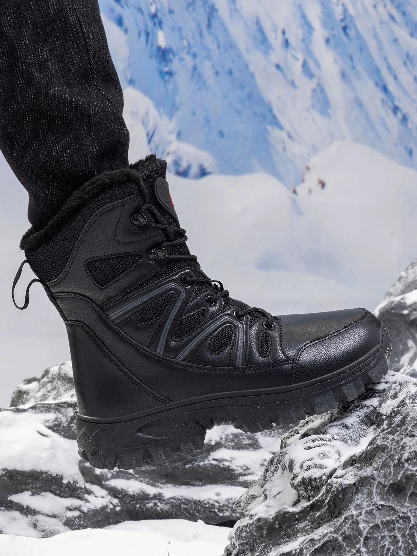 2026 Men Winter Outdoor Velvet Warm Snow Boots Walking Shoes Waterproof Ski Shoes High-Top Cotton Boots Thick Cotton Shoes