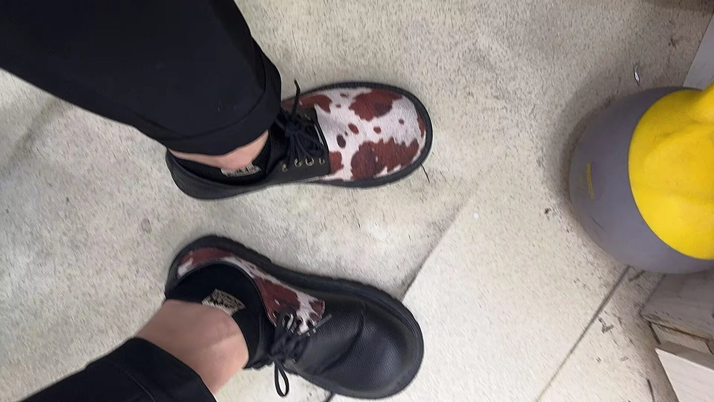2025 Horsehair Debi  Same Men and Women Milk Mandarin Ducks Small Leather Lace-up Thick Heel Platform Soft Single Casual Shoes