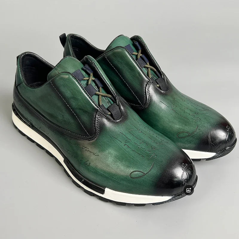 Men's Genuine Leather Comfortable Heightening Casual Shoes Non-Slip Sole Brock Lace Up Sneakers Banquet Walking Men Shoes b17