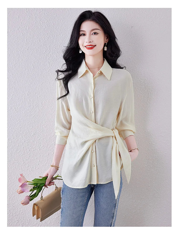 New Spring Women Blouses France style office ladies shirts solid color tops blusa mujer