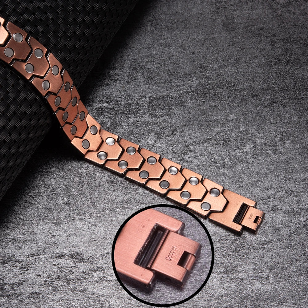 Wristband Magnetic Pure Copper Bracelet Male 18mm Wide Football Pattern Copper Magnetic Bracelet Arthritis Energy Chain Bracelet