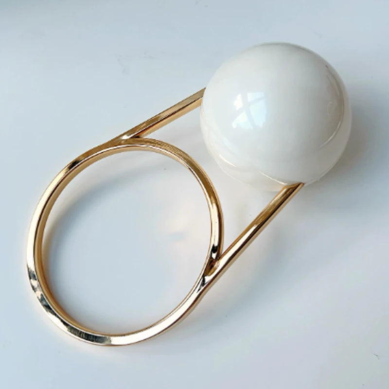Fashion Bride Pearl White Round Metal Gold Women Luxury Evening Banquet Clutch Bag Wedding Purse Party Crossbody Day Handbag