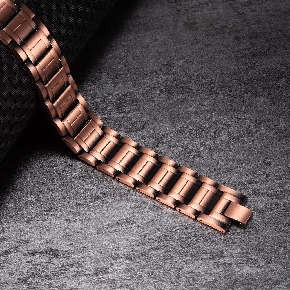 Vinterly Wristband Magnetic Bracelet Male 23cm Pure Copper 21mm Wide Chain Link Metal High Magnet Health Energy Jewelry for Men