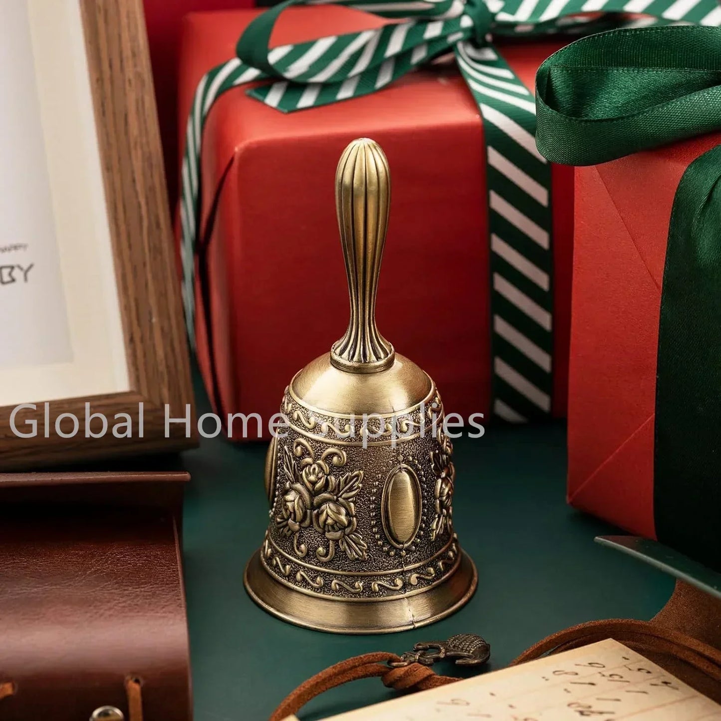 Brass Bronze Handicraft Bell Metal Call Bells Alarm Hand Held Service Call Bell Desktop Bell Tea Dinner Bell Bronze Christams Bell