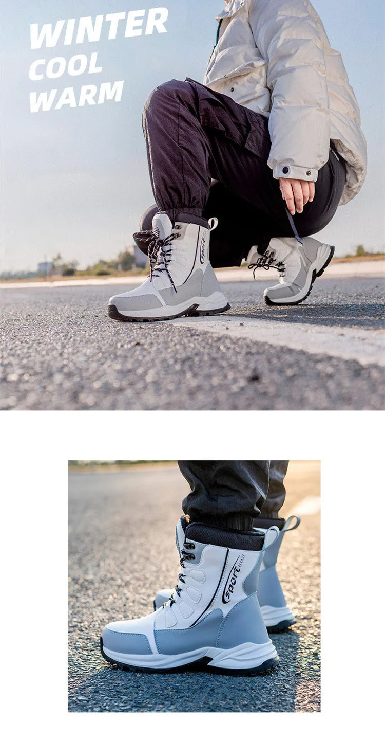 2026 New arrival Winter Men Snow Boots Warm Plush Men's Boots Waterproof High-top Ankle Boots Non-slip Men's Hiking Sneakers