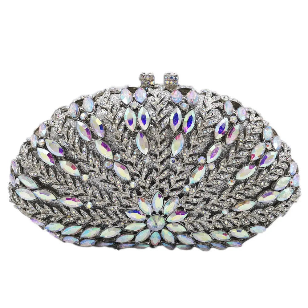 Wedding Green/Blue Purse Crystal Bridal Clutches Bags Rhinestone Lady Diamond Party Handbags Prom Formal Purses Bag