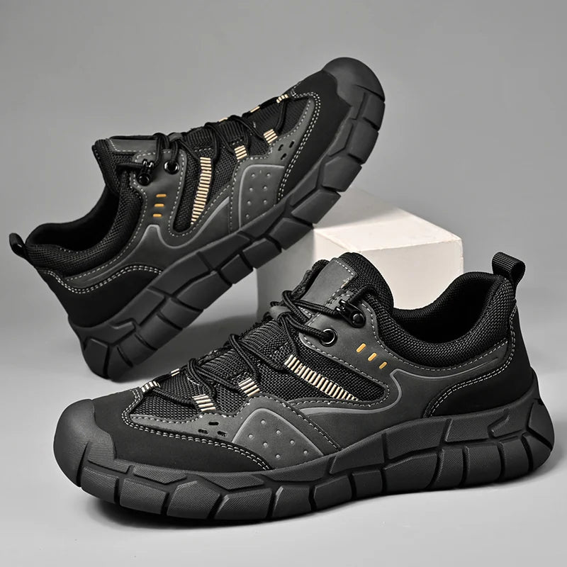 Fashionable Men Comfortable Lace Up Anti-collision Casual Sports Shoes Outdoor Men Breathable Anti Slip Soft Soled Hiking Shoes
