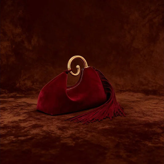 2025 Luxury Fashion Designer Metal Handle Women's Tassel Handbags Brand High-end Party Faux Suede Tote Bag Elegant Evening Bag