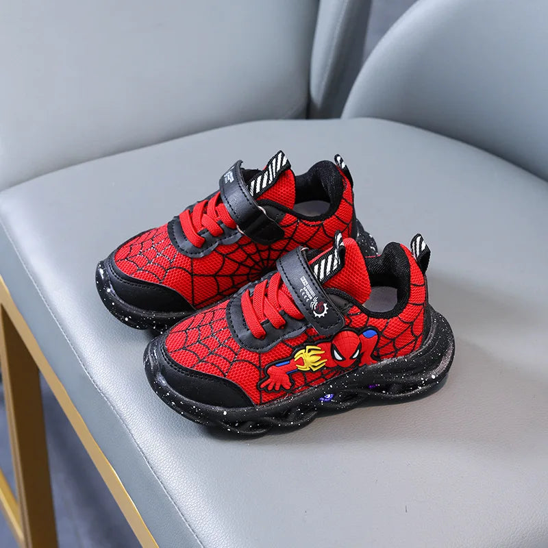 2023 New Spider-man Children's Shoes Boys Sneaker With Lights Spring Led Kids Boys Sports Children Shoes Casual