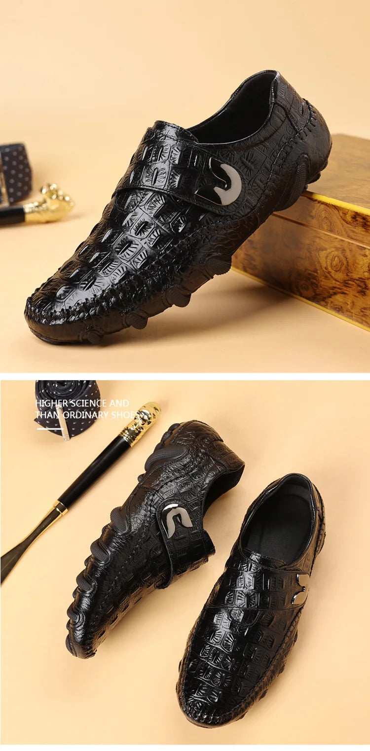 Men's Shoes Genuine Leather Luxury Crocodile Pattern Business Casual Shoes Men Loafers Mocassins High-quality Men's Dress Shoes
