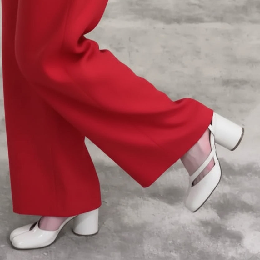 2025 New Fashion Patent Leather Cross Strap Tabi Women Sandals Summer Slingbacks Split toe Thick High heels Chunky Shoes Sandals