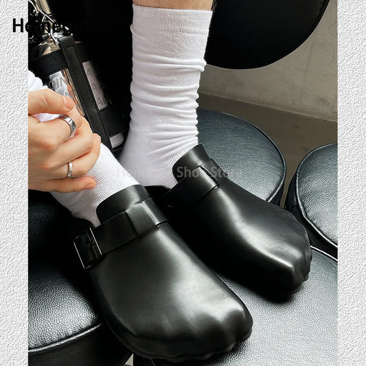 Five Finger Cowhide Slippers for Men Bao Toe Slides Male Mueller Shoes Couple Casual Shoes Breathable External Wearing Slippers