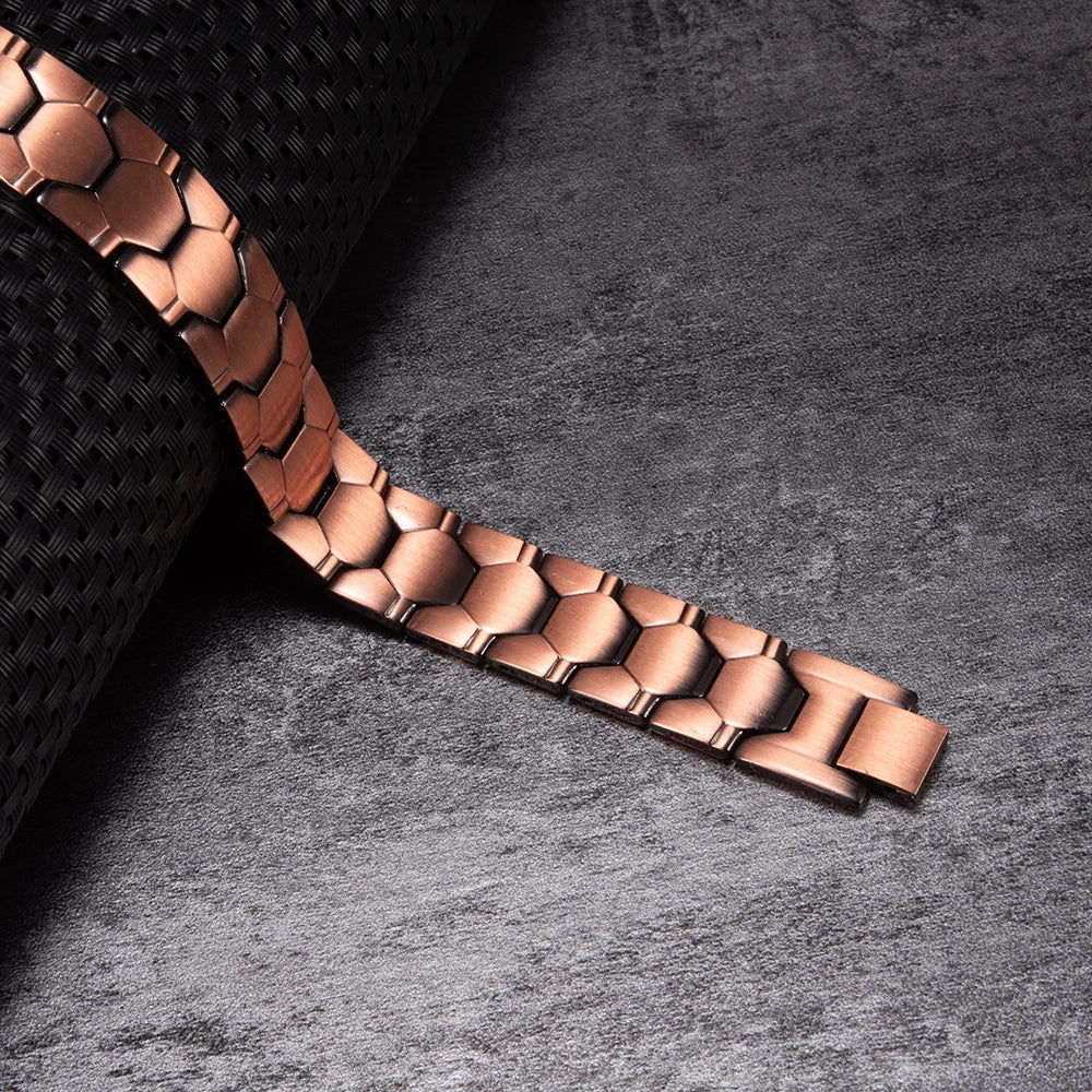 Wristband Magnetic Pure Copper Bracelet Male 18mm Wide Football Pattern Copper Magnetic Bracelet Arthritis Energy Chain Bracelet