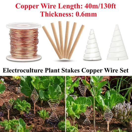 40m/130ft Pure Copper Wire with Fibonacci Coil Winding Jig for Electroculture Gardening, Growing Garden Plants and Vegetables