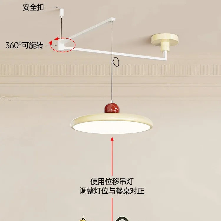 Movable Rocker Arm Restaurant Chandelier Modern Simple Table Light Advanced French Full Spectrum Eye Protection Light