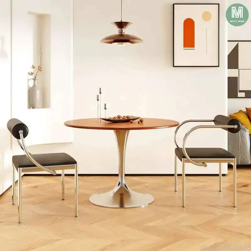 Designer Dining Chair Vintage Style Stainless Steel Study Bedroom Makeup Chair Dresser Furniture
