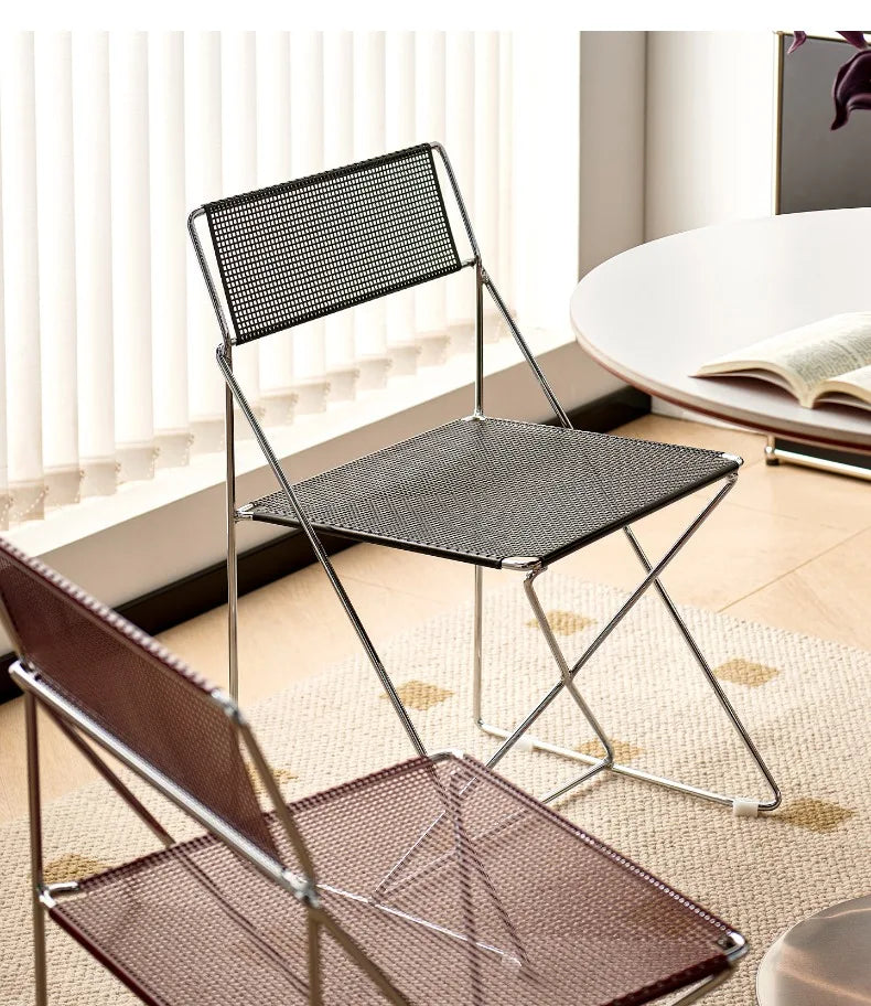 Korean Iron Dining Chair with Backrest Modern Minimalist Stackable Chair for Kitchen Designer Creative Metal Seat for Restaurant