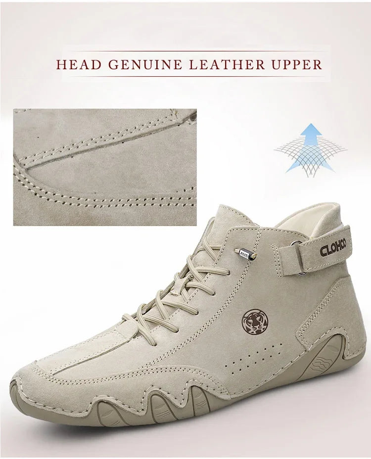 Men's Genuine Leather Shoes Ankle Boots 2024 Men Sneakers Outdoor Light Lace-Up Casual Shoes Fashion Loafers Winter Warm Boots