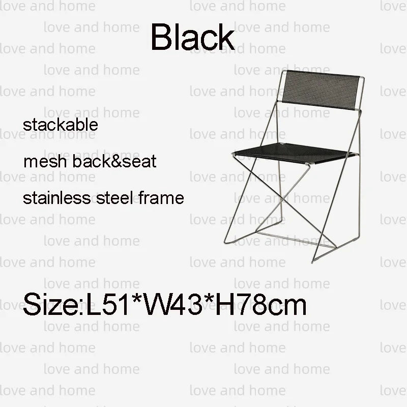 Nordic Stackable Dining Chair Chromed Stainless Steel Steelwire Wire Mesh Panel Minimalism Style Robust Construction Denmark