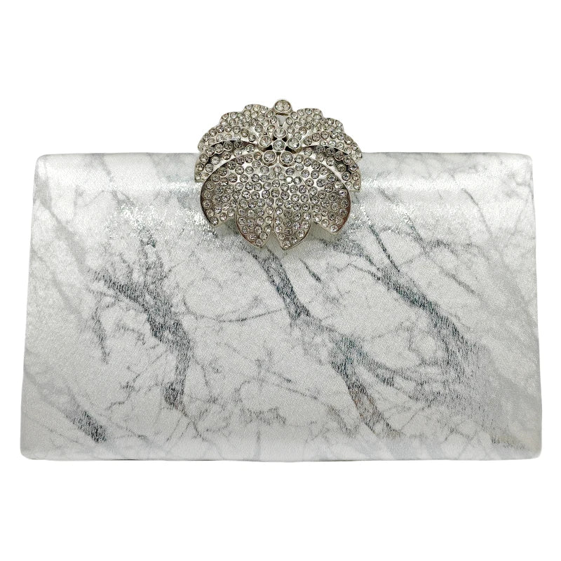 Fashion Women Handbags Luxury Designer Marble Style Clutch Bag Elegant Rhinestones Evening Bag Ladies Wallet Dinner Purse