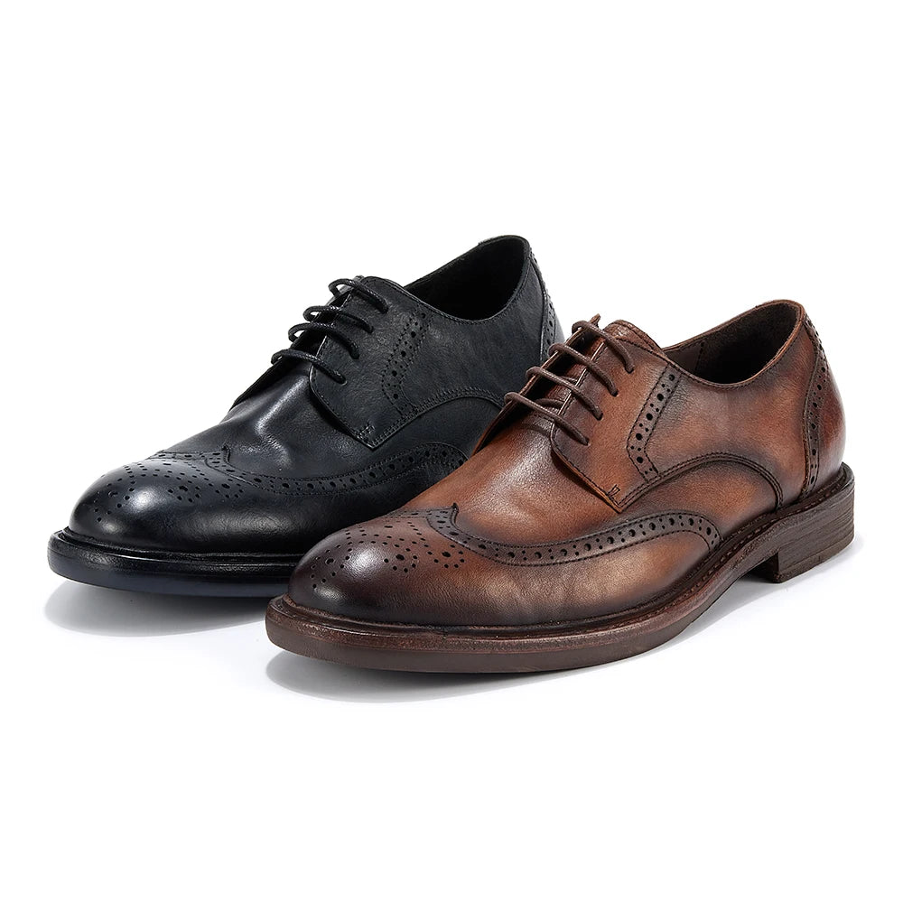Men's Full-grain Genuine Leather Formal Dress Shoes Soft Comfortable Business Casual Footwear Classic Men's Footwear