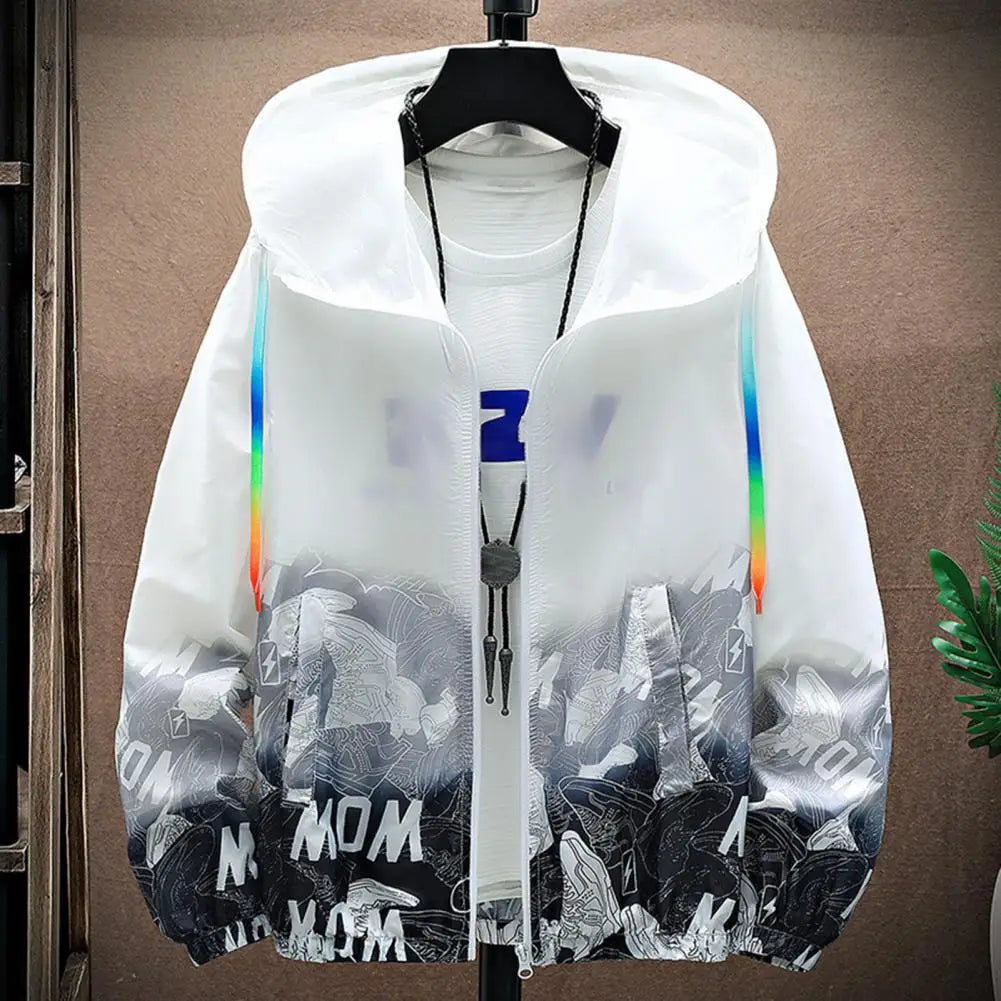 Ultra-light Trendy UV Protection Quick Drying Windbreaker Anti-wrinkle Windbreaker Jacket Gradient Print Daily Clothing