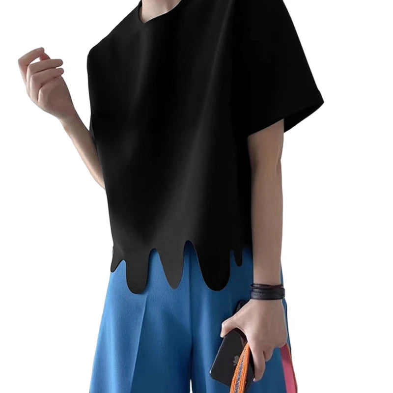 2025 ZANZEA Stylish Summer Blouse Women O Neck Short Sleeve Tops Elegant Solid OL Work Shirt Female Irregular Hem Blusas Mujer