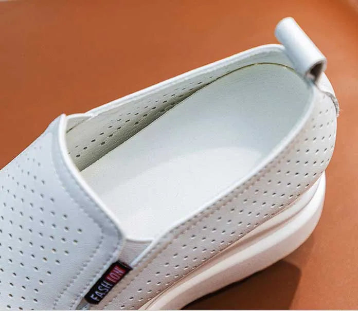 Fujin 10cm Women Summer Breathable Casual Sandals Platform Wedge Fashion Ins White Genuine Leather Chunky Sneaker Hollow Shoes