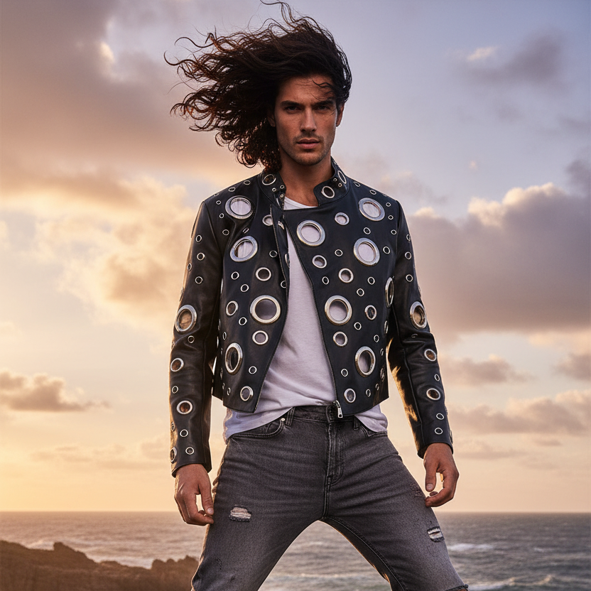 Mauroicardi Spring Short Hollow Out Patchwork Short Pu Leather Jacket Women Cool Luxury Designer European Style Clothes Fashion