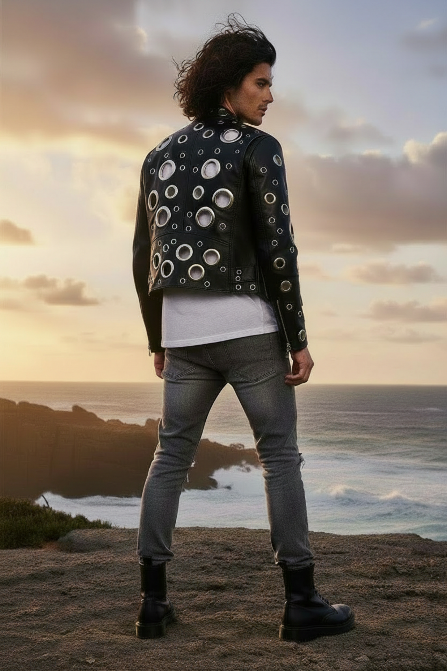 Mauroicardi Spring Short Hollow Out Patchwork Short Pu Leather Jacket Women Cool Luxury Designer European Style Clothes Fashion