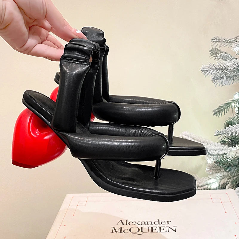 Sexy Flip Flops High Heels Slippers Women Summer Heart Shape Heel Sandals Lady Party Dating Strange Heels Slippers