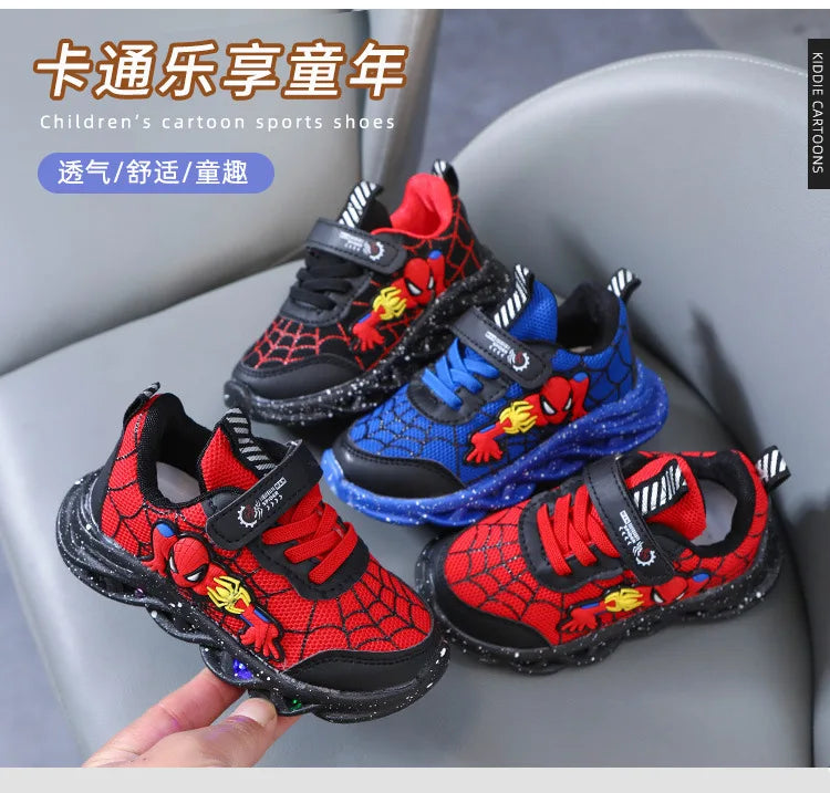 2023 New Spider-man Children's Shoes Boys Sneaker With Lights Spring Led Kids Boys Sports Children Shoes Casual