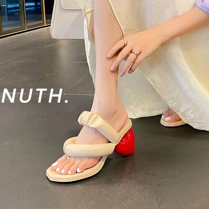 Sexy Flip Flops High Heels Slippers Women Summer Heart Shape Heel Sandals Lady Party Dating Strange Heels Slippers